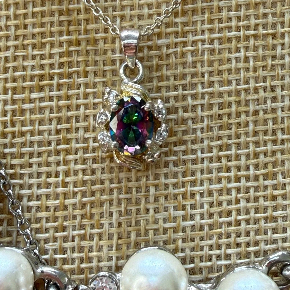 Romantic Pearlcore Y2K‎ Aesthetic Silver Necklace Lot of 3 from Unbranded
